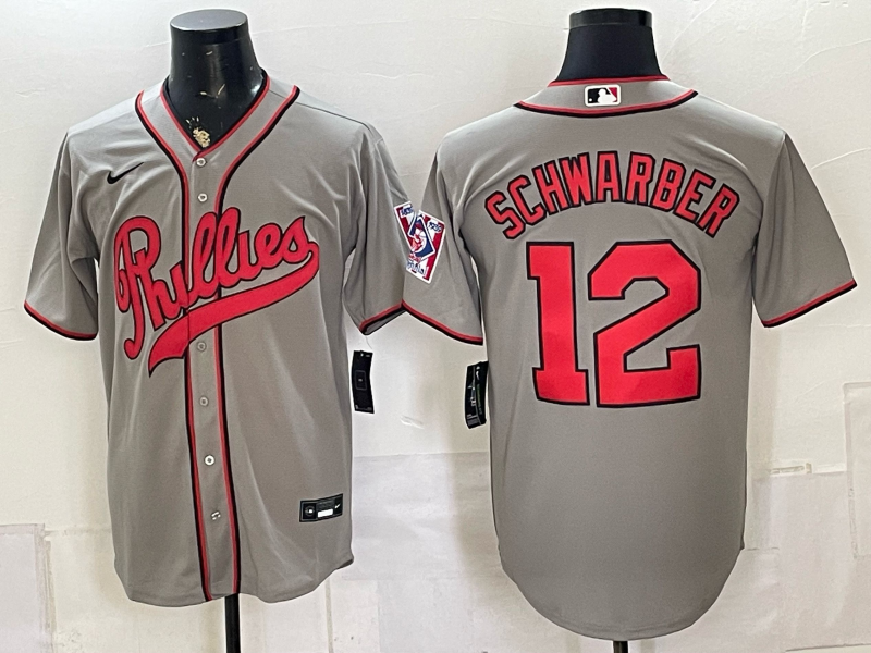 Men 2026 Philadelphia Phillies #12 Schwarber grey Game Nike MLB Jersey 0805001->philadelphia phillies->MLB Jersey